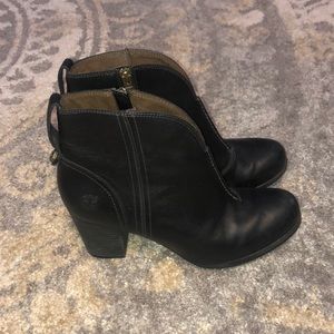 Black Timberland heeled booties